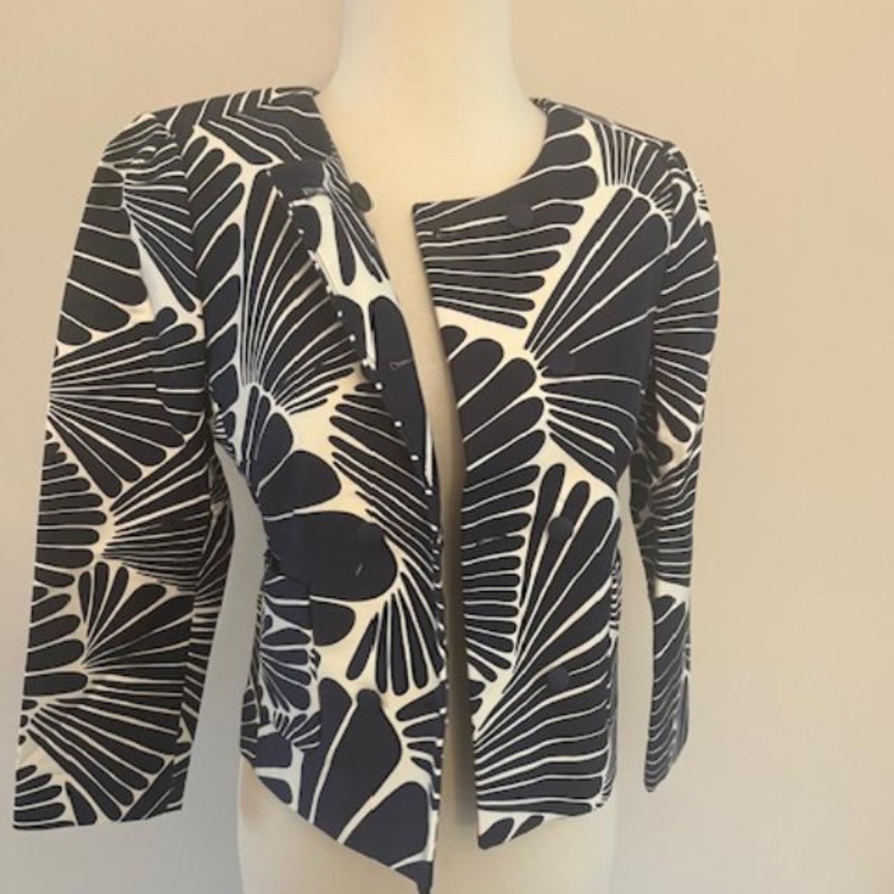 J.Crew Brand New NWT Woman Dbl Breasted Waist High Jkt Floral Sz 00 Nv Blu w/Wht